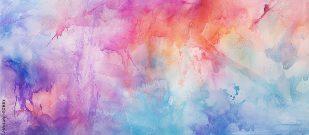 Colorful watercolor abstract on vintage paper with chaotic bright splashes and pretty texture