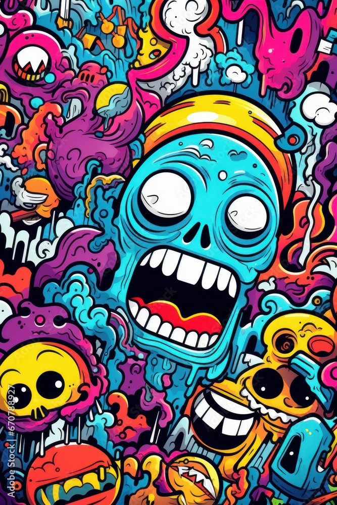 Doodle Art Illustration for Merchandise Clothing, Fashion Textile, Sport Clothes Design Printing, Street Art Graffiti Pattern, Colorful Abstract Background Doodle Art Illustration for Merchandise Clothing, Fashion Textile, Sport Clothes Design Printing, Street Art Graffiti Pattern, Colorful Abstract Background