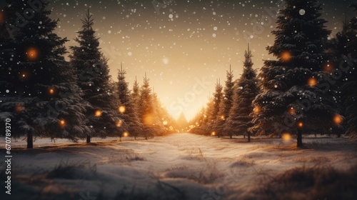 Christmas trees near the sunset