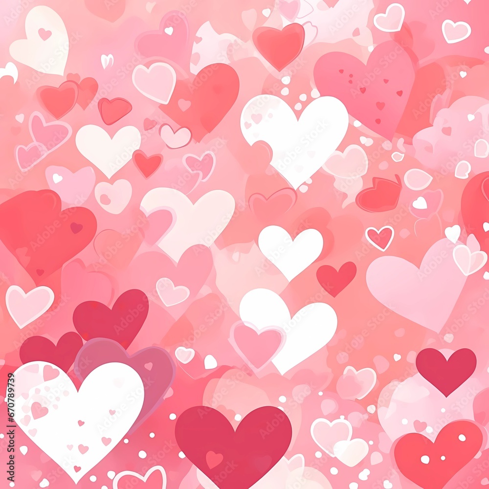 Red, pink, and white hearts pattern cute valentine's day background