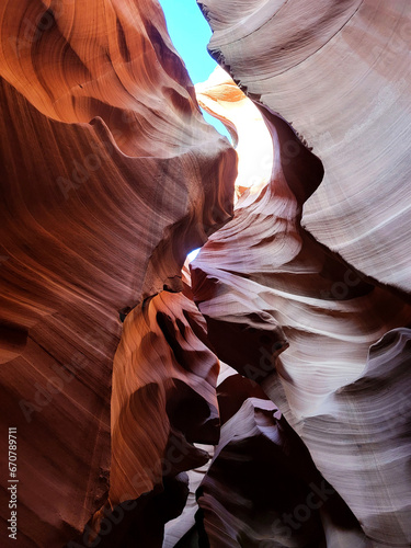 Antelope Canyon in Arizona USA. Colored canyon walls.