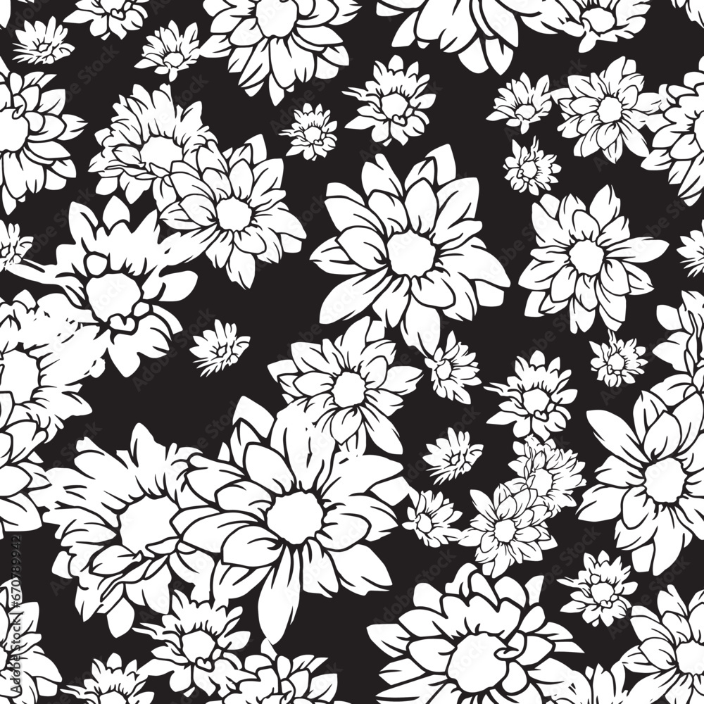 Graceful White Petals Botany Chic Vector Pattern Graceful White Petals Botany Chic Vector Pattern