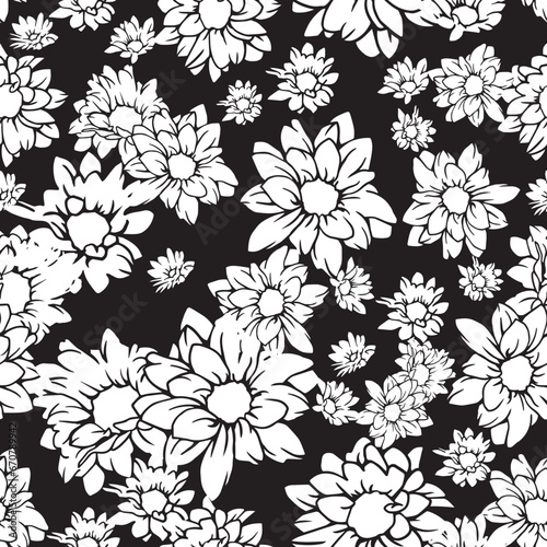 Graceful White Petals Botany Chic Vector Pattern