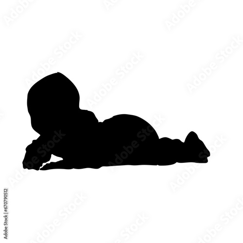 silhouette of a crawling baby