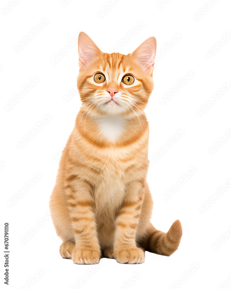 Orange cat isolated on a transparent background created with Generative AI technology