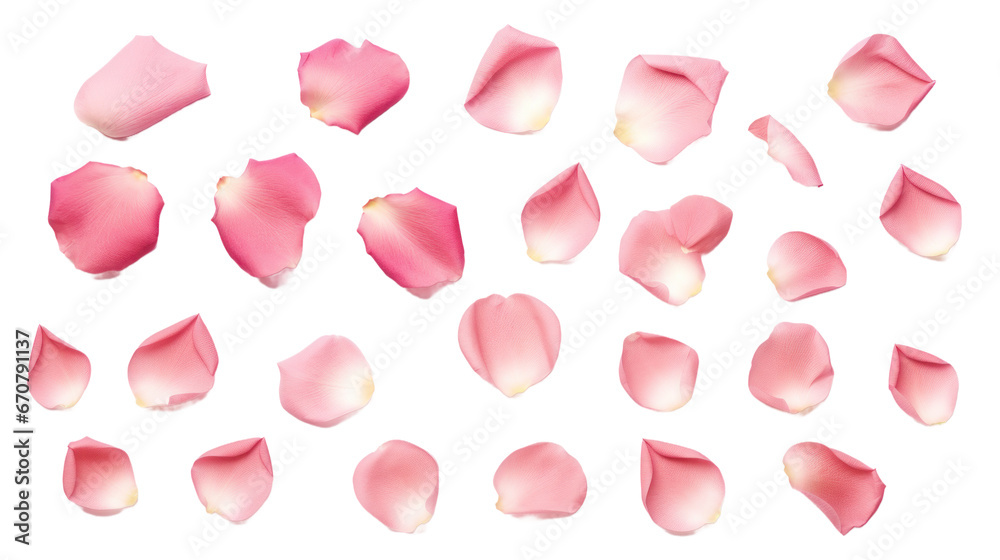 Pink rose petals isolated on a transparent background created with Generative AI technology Pink rose petals isolated on a transparent background created with Generative AI technology