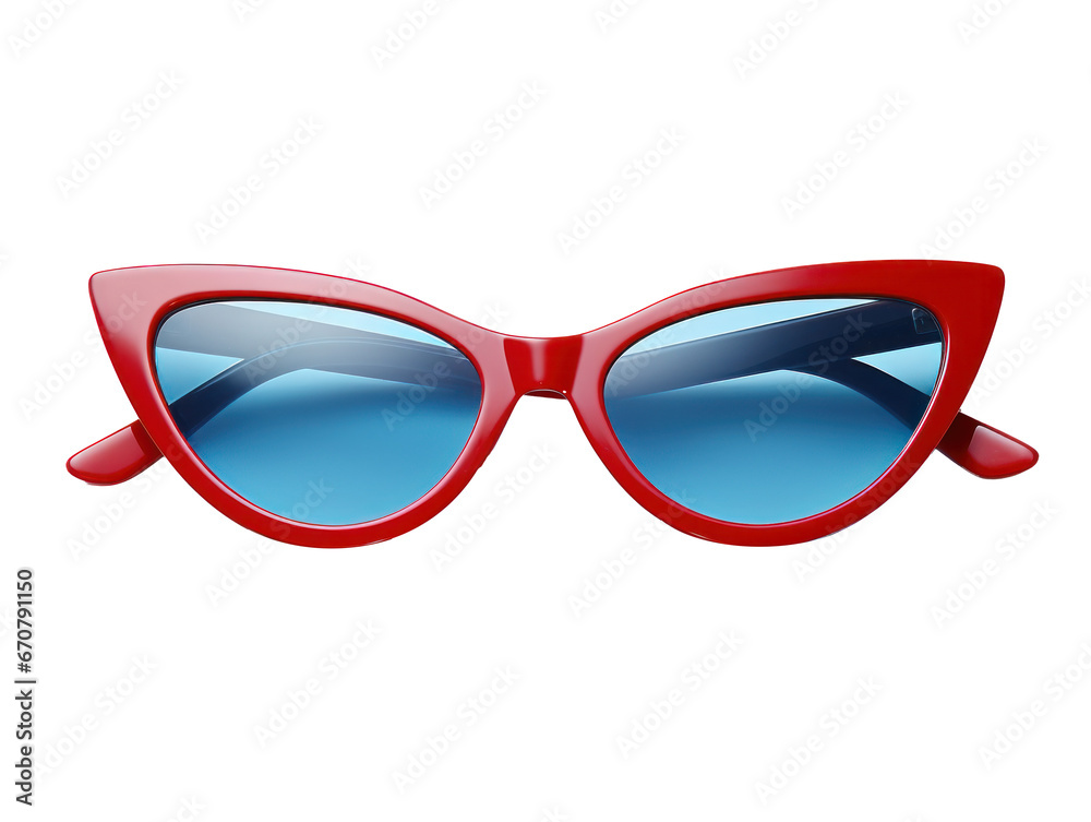 Red sunglasses isolated on a transparent background created with Generative AI technology Red sunglasses isolated on a transparent background created with Generative AI technology