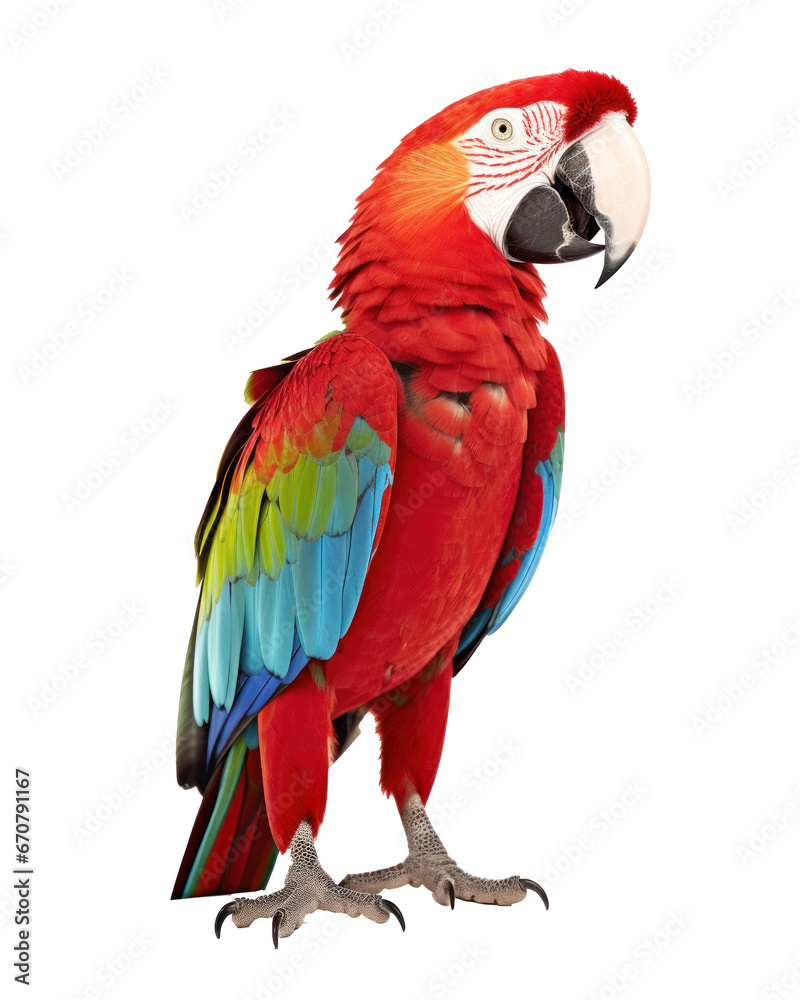 Parrot isolated on a transparent background created with Generative AI technology