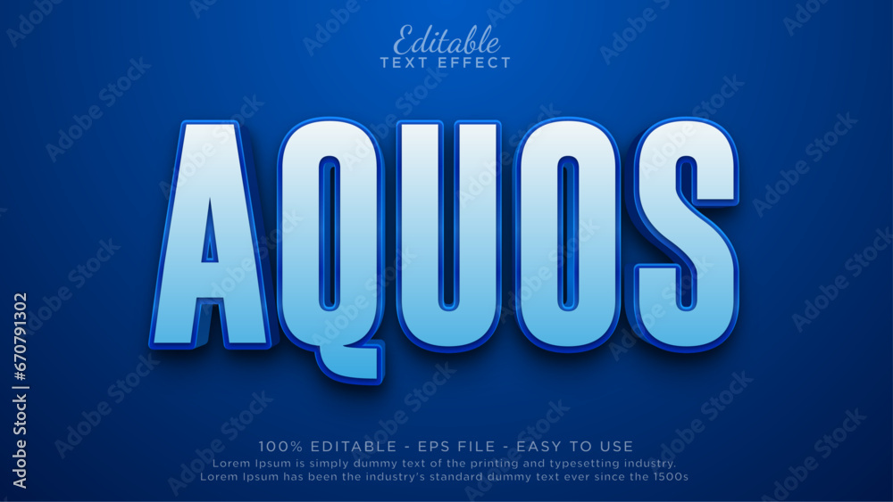 Editable text effect - blue aqua text mockup