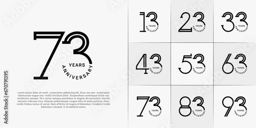 set of anniversary logotype black color for special celebration event