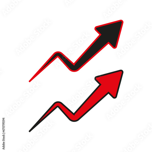 Growing business red arrow. Vector illustration.