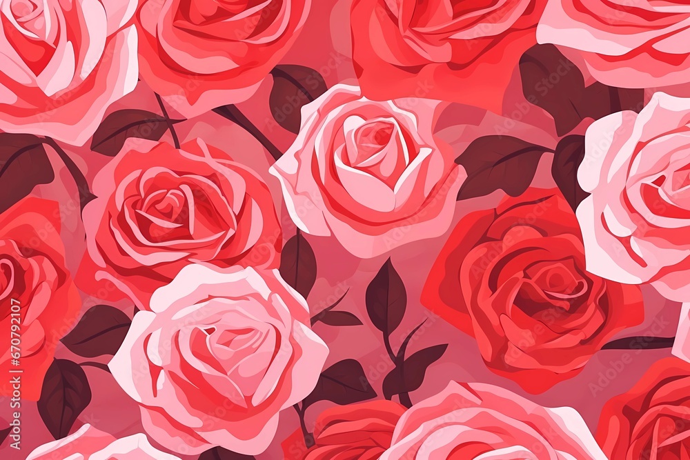 Red, pink, and white roses pattern cute valentine's day background Red, pink, and white roses pattern cute valentine's day background