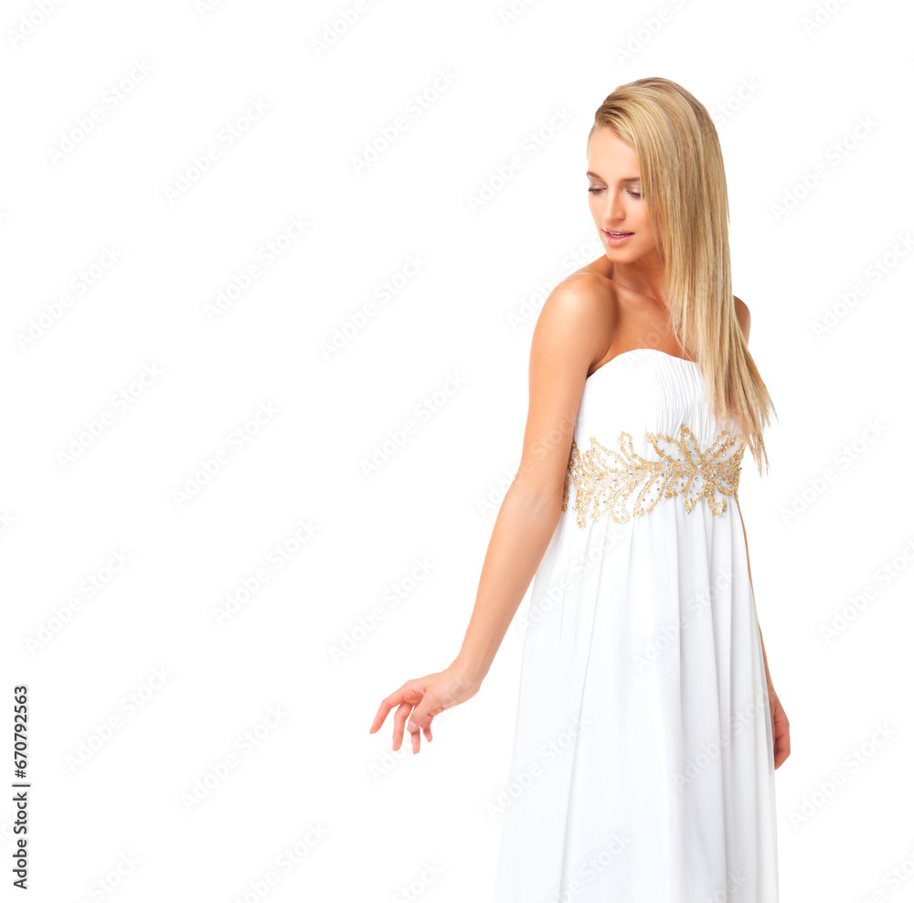 Isolated woman, ball gown and elegance with beauty, thinking and event for bride by transparent png background. Girl, model and clothes for party, celebration and prom for gala or wedding style Isolated woman, ball gown and elegance with beauty, thinking and event for bride by transparent png background. Girl, model and clothes for party, celebration and prom for gala or wedding style