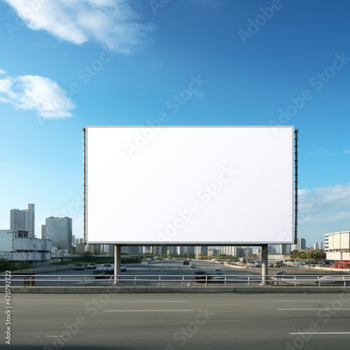 Blank billboard mockup near highway. AI generated Images