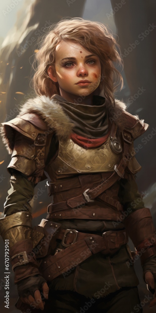 fantasy portrait of armored female, generative AI fantasy portrait of armored female, generative AI