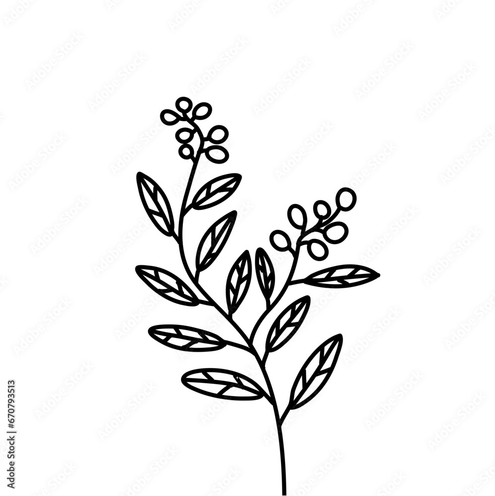 Obraz premium Floral Branch in silhoutte style