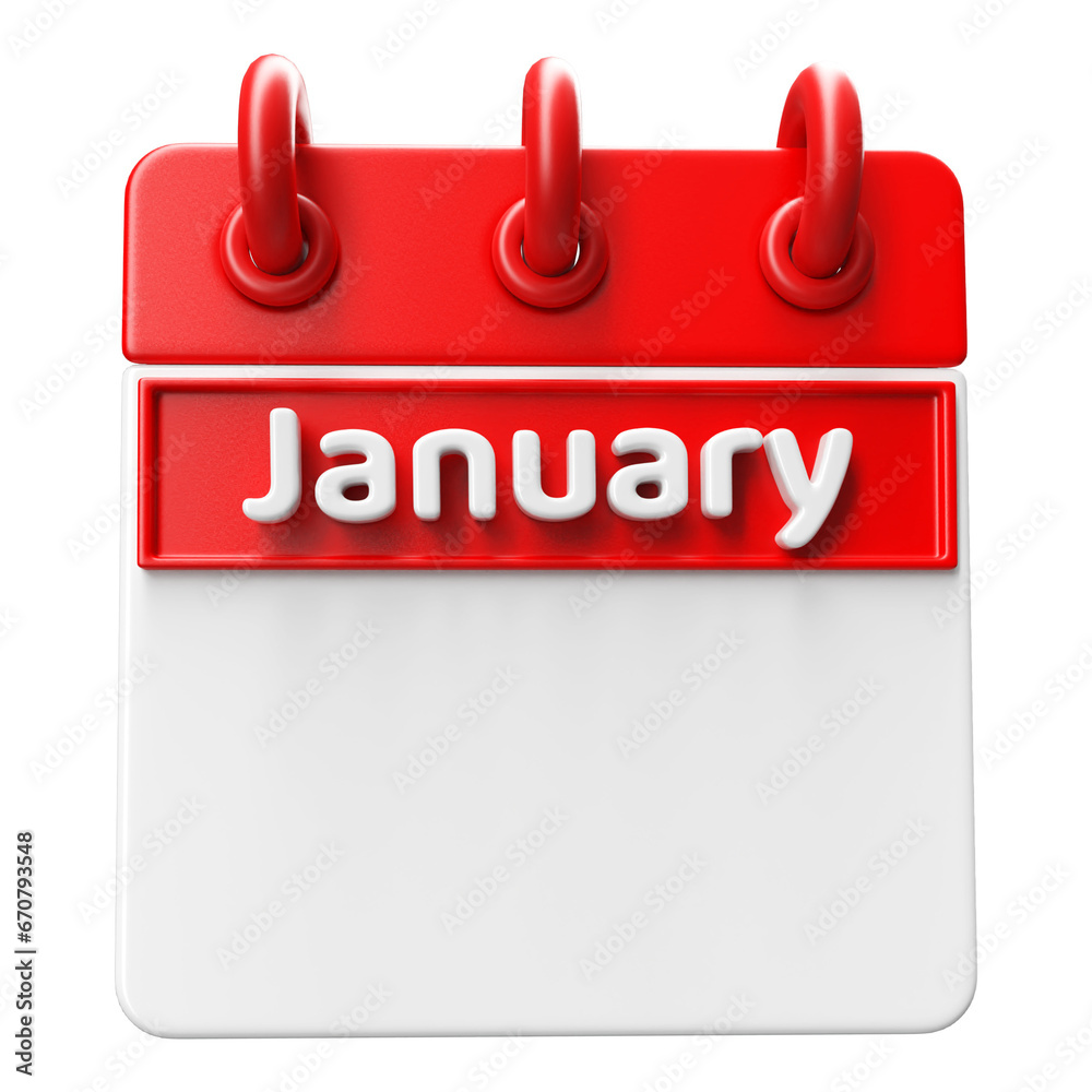 Empty Calendar January 3D Render Empty Calendar January 3D Render