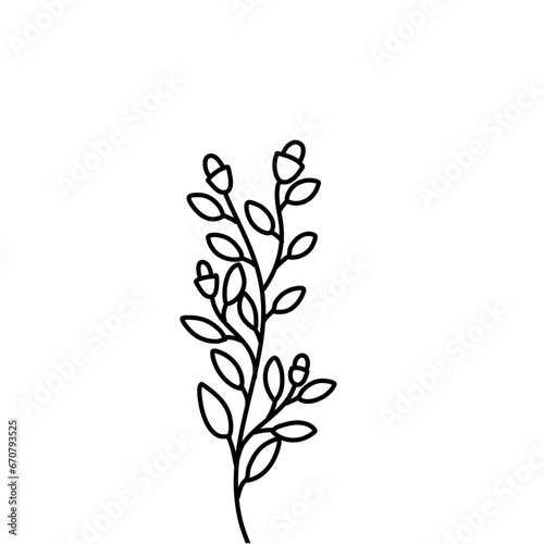 Floral Branch in silhoutte style