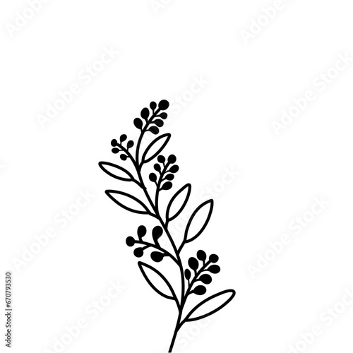 Floral Branch in silhoutte style