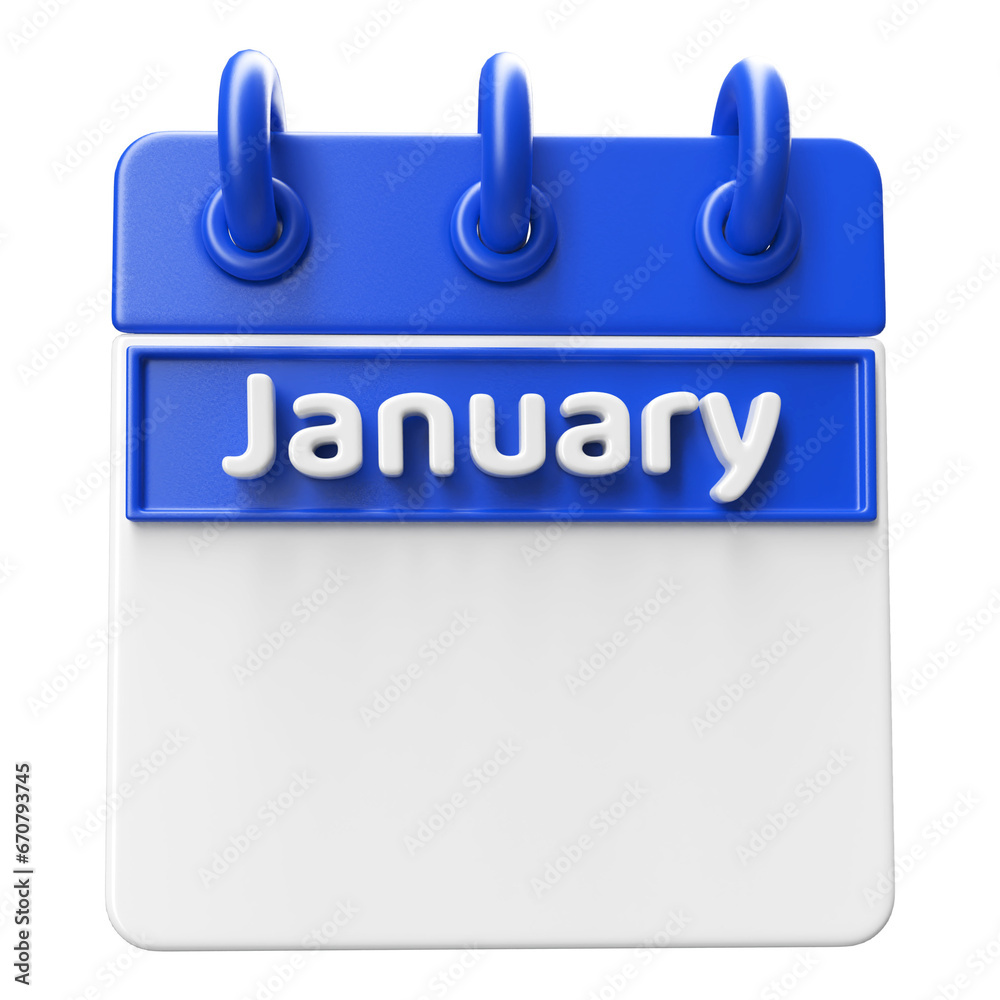 Empty Calendar January 3D Render Empty Calendar January 3D Render