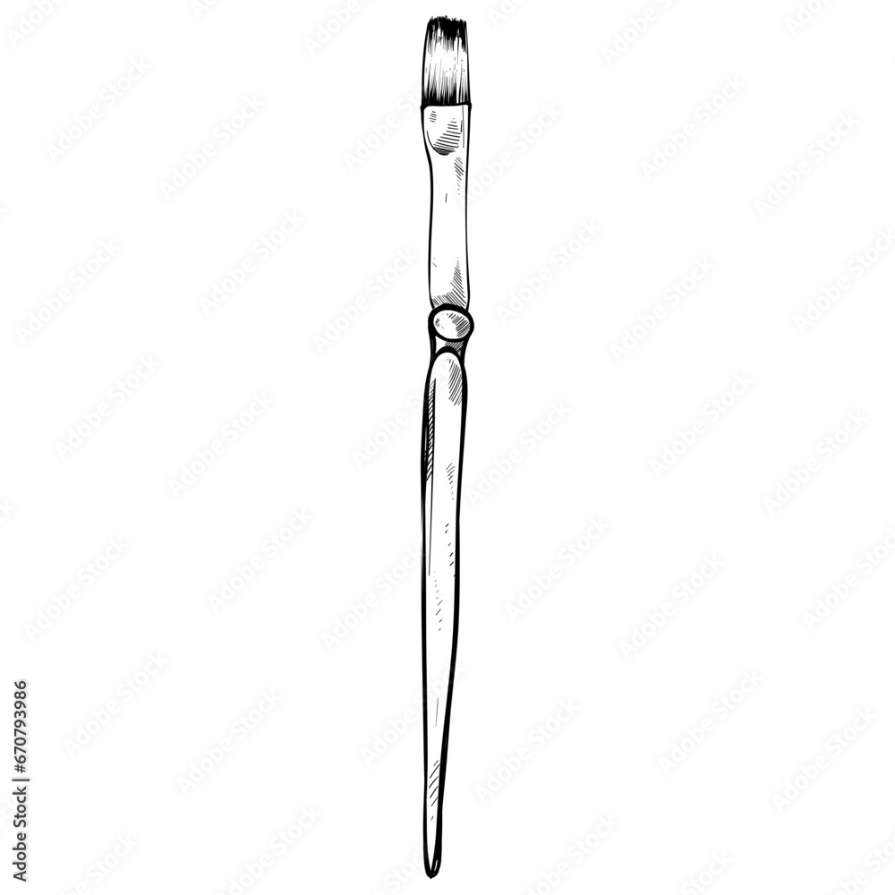 brush drawing equipment handdrawn illustration 