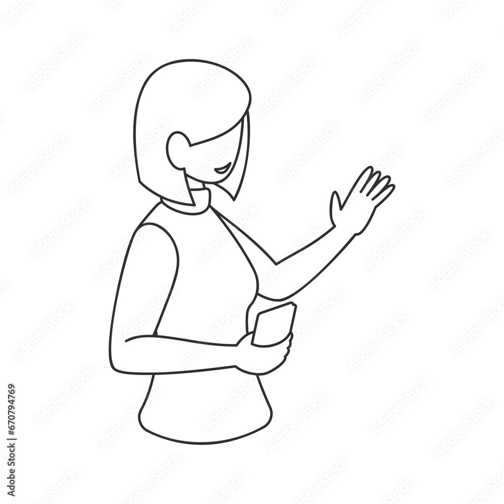 Illustration of Faceless Female Character Holding Phone. Vector Design Illustration of Faceless Female Character Holding Phone. Vector Design