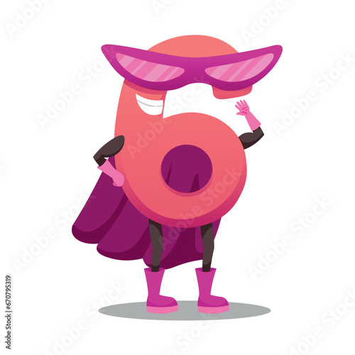 Figure Six in superhero costume on white background