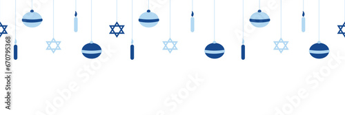 Pattern for design with symbols of Hanukkah on white background photo