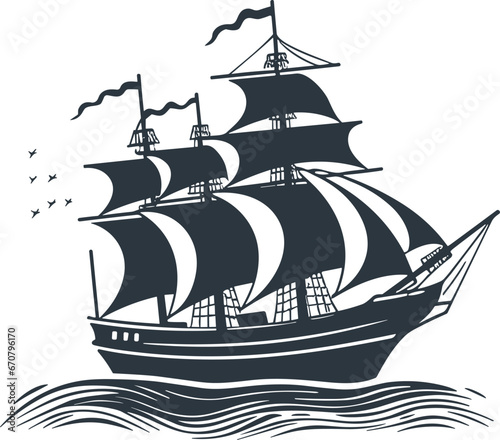 silhouette of a ship