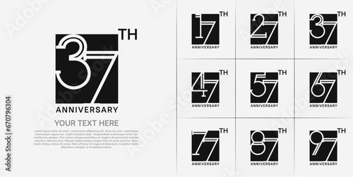 set of anniversary logotype black color in square for special celebration event photo