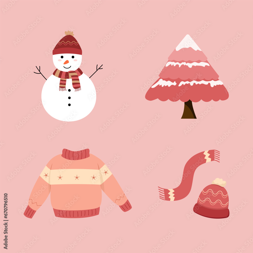 Fototapeta premium Winter element set for Christmast and New Year decoration.