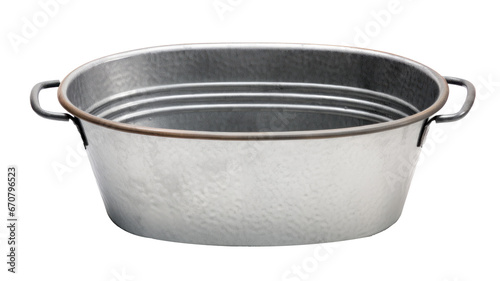 Zinc coated wash tub isolated on a transparent background created with Generative AI technology © Laughing Cat
