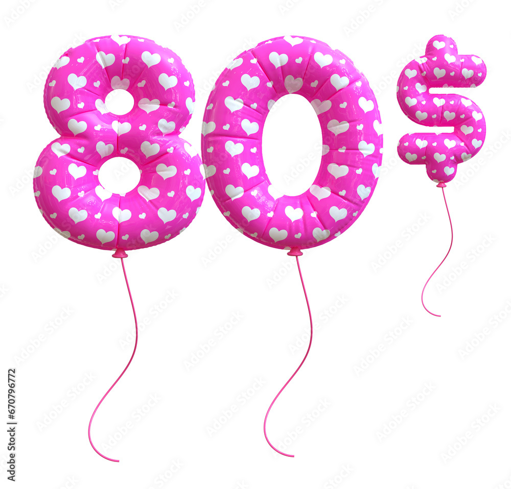 80 Dollar Pink Balloon Number 