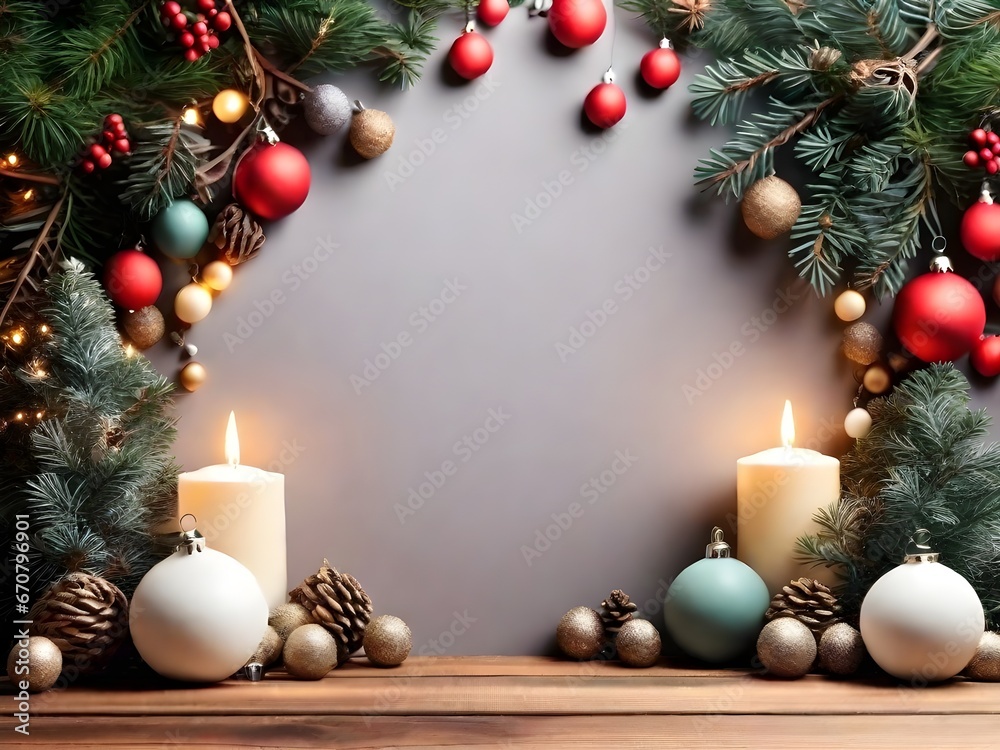 Christmas wish background with candles and decorations