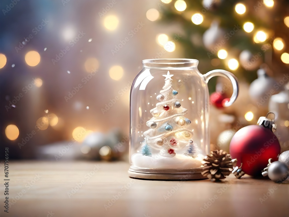 Small christmas tree in a glass jug