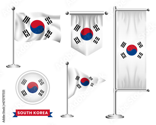 vector set of the national flag of south korea in various creative designs