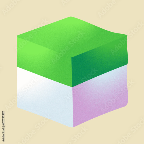 Indonesian traditional desserts. Green pudding cake sticker.