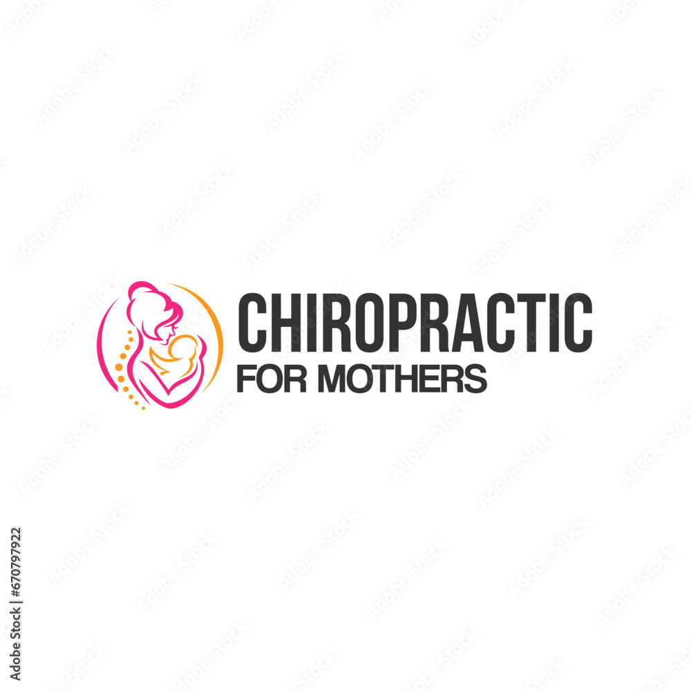 Modern Spine CHIROPRACTIC Mother Son logo design