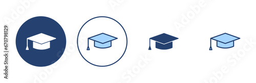 Education icon vector. Graduation cap sign and symbol. Graduate. Students cap