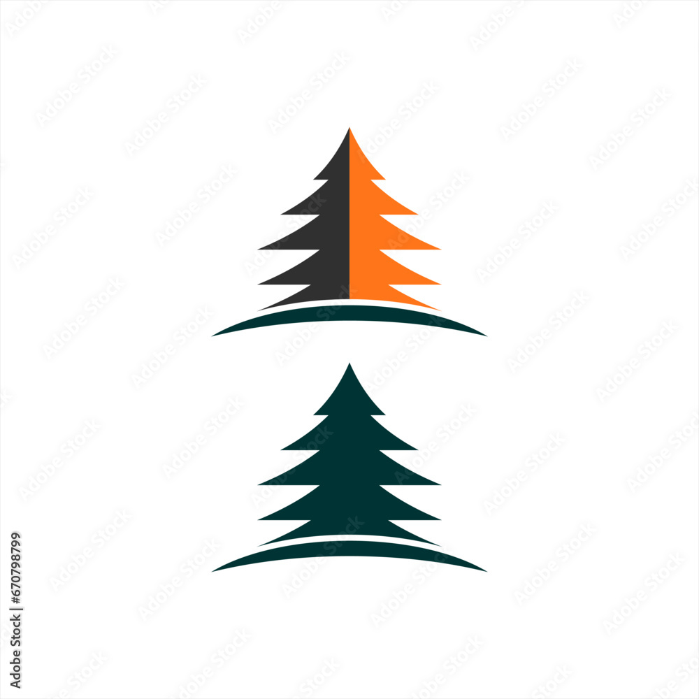 Obraz premium fir tree logo design, mountain, premium vector mountain and spruce design, outdoor logo, camper logo design