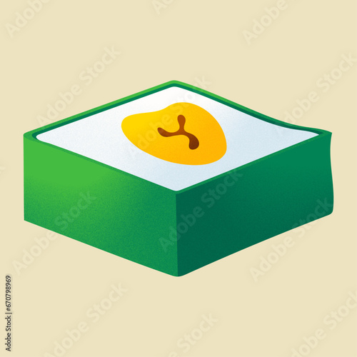Indonesian traditional desserts. Green talam cake sticker.