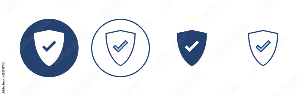 Shield check mark icon vector. Protection approve sign. Insurance icon Shield check mark icon vector. Protection approve sign. Insurance icon