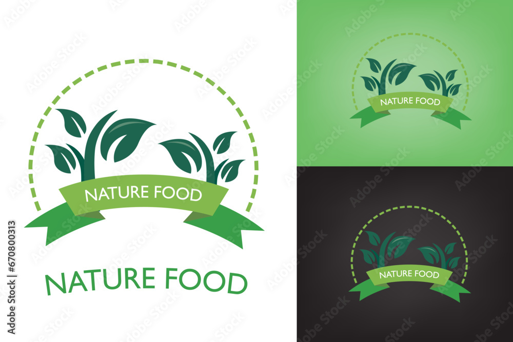green nature food logo emblem