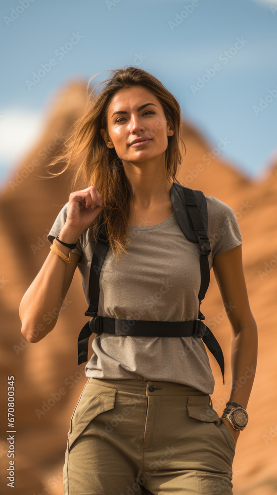 Adventurous Woman Exploring A Stunning Desert , Background Image, Best Phone Wallpapers