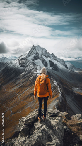 Adventurous Woman Exploring A Breathtaking Mountain, Background Image, Best Phone Wallpapers