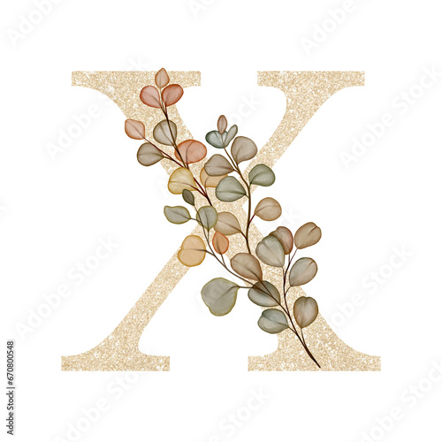 Watercolor Autumn Eucalyptus Alphabet