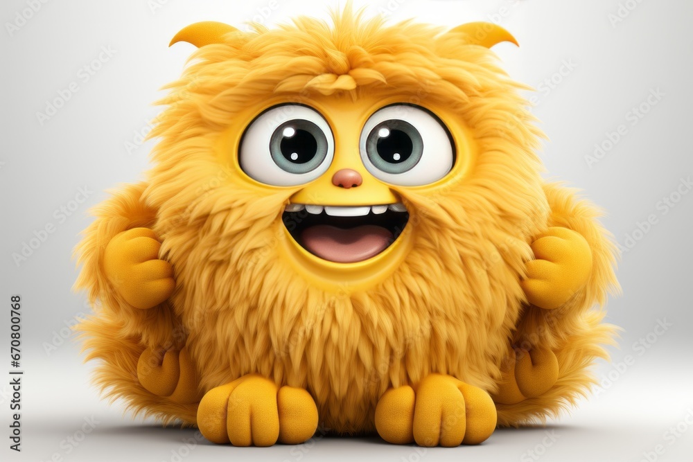 Fototapeta premium Friendly furry monster with multiple arms and a warm, welcoming demeanor, perfect for a huggable character, Generative AI