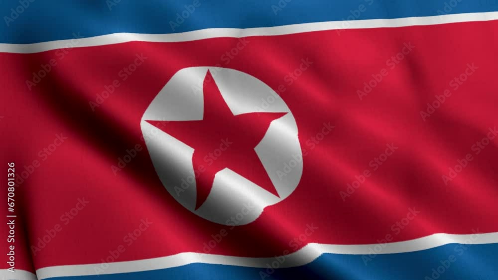 DPRK Flag. Waving Fabric Satin Texture of the Flag of DPRK 3D illustration. Real Texture Flag of the Democratic Peoples Republic of Korea DPRK Flag. Waving Fabric Satin Texture of the Flag of DPRK 3D illustration. Real Texture Flag of the Democratic Peoples Republic of Korea