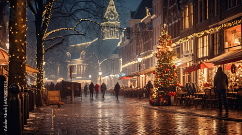 Fototapeta Naklejka Na Ścianę i Meble -  christmas street market in the evening. charming christmas market