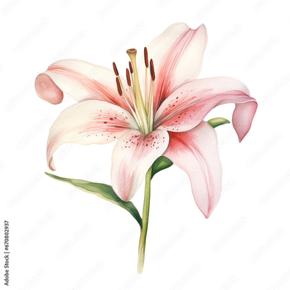 Flower lily watercolor isolated transparent, Generative AI Flower lily watercolor isolated transparent, Generative AI